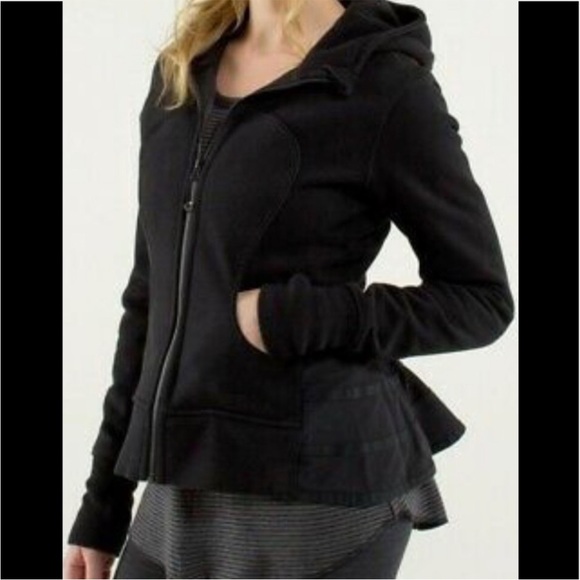 lululemon athletica Jackets & Blazers - RARE Lululemon Peplum Scuba Hoodie Special Edition Size 6 Black